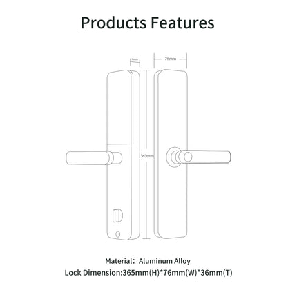 Wi-Fi Smart Fingerprint Door Lock with Aluminum Alloy Handle and Cloud Storage Support