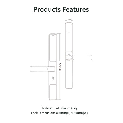 Tuya WiFi Smart Lock for Sliding Doors with Fingerprint, Card and Password Access