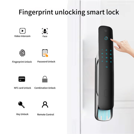 Digital Smart Door Lock with Face Recognition Camera, Fingerprint Entry, Bluetooth and Tuya App Control
