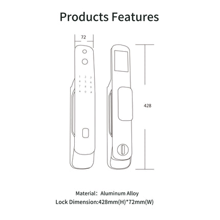 Digital Smart Door Lock with Face Recognition Camera, Fingerprint Entry, Bluetooth and Tuya App Control