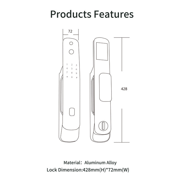 Digital Smart Door Lock with Face Recognition Camera, Fingerprint Entry, Bluetooth and Tuya App Control