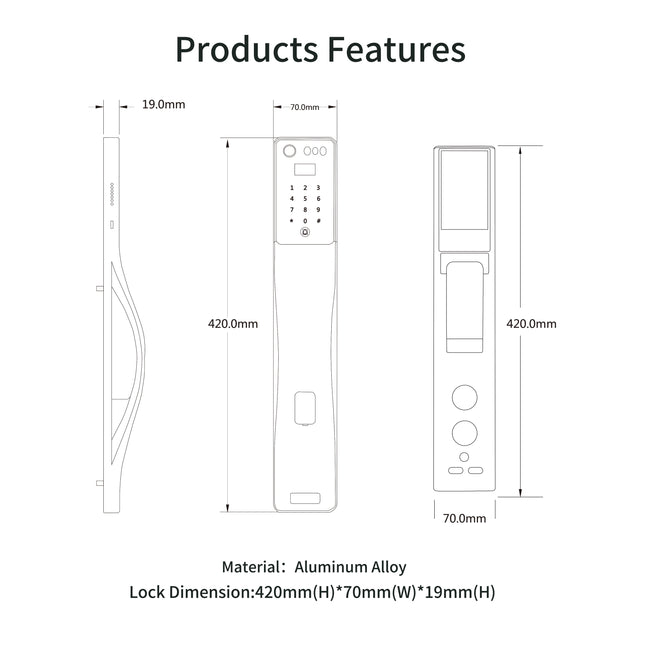 Tuya Smart Door Lock with Camera, Fingerprint Access, Password Entry and WiFi Connectivity