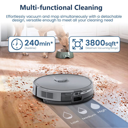 Smart Wet & Dry Robot Vacuum Cleaner with Custom Mapping, Voice Control and 350ml Water Tank