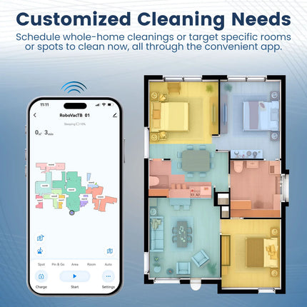 Smart Wet & Dry Robot Vacuum Cleaner with Custom Mapping, Voice Control and 350ml Water Tank