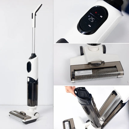 Rechargeable Wet & Dry Stick Vacuum Cleaner with Temperature Display and 2 Speed Settings