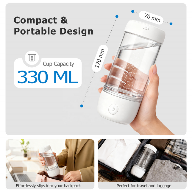 Portable Ozone Water Cup 330mL Rechargeable Oral Care Cup with USB-C Charging IPX7 Waterproof