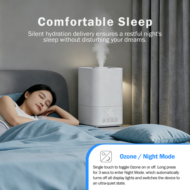 4L Air Purifier and Humidifier with Fine Mist, Methanal Reduction Function and Adjustable Mist Output