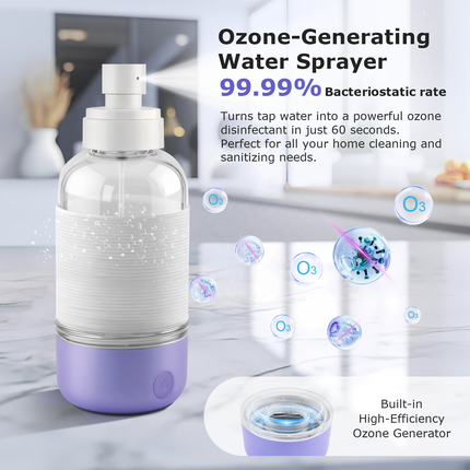 Rechargeable Ozone Water Spray Bottle 200mL with Waterproof Design and Portable Use
