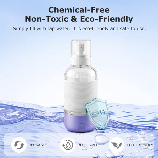 Rechargeable Ozone Water Spray Bottle 200mL with Waterproof Design and Portable Use