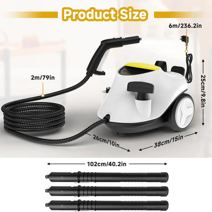 Commercial Portable Steam Cleaner 2100W with 2.1L Water Tank and 5 Bar Steam Pressure