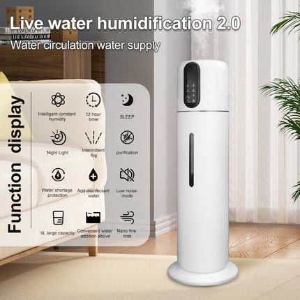 9L Portable Cool Mist Humidifier with Ultrasonic Operation and Top Fill Water Tank