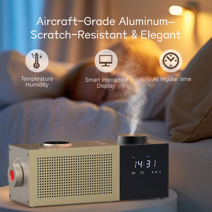 Waterless Aroma Diffuser with Bluetooth Speaker, Wireless Charging and Remote