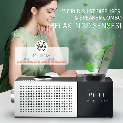 Waterless Aroma Diffuser with Bluetooth Speaker, Wireless Charging and Remote