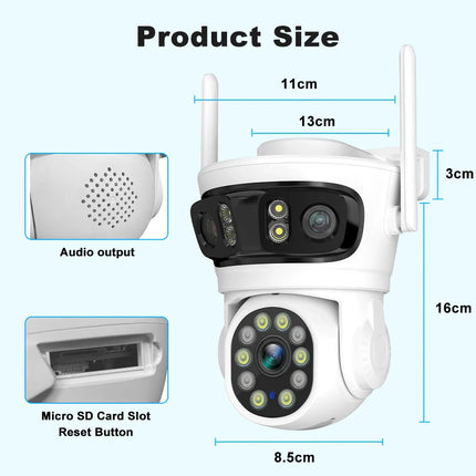 Smart 3MP WiFi Surveillance Camera – Triple View Coverage with Pan & Tilt, Auto Tracking and Full-Color Night Vision