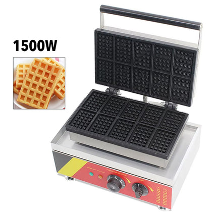 Professional 1500W Belgian Waffle Iron Machine – Stainless Steel Body, Easy-Release Nonstick Plates