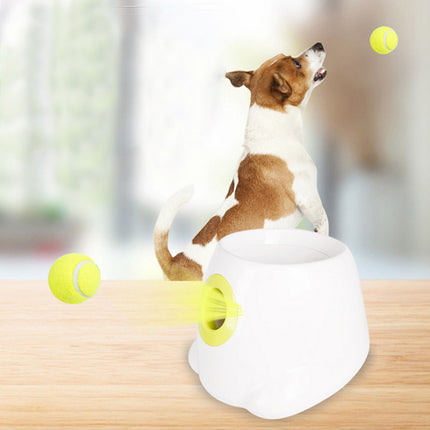 Interactive Puzzle Tennis Ball Launcher for Pets with Snack Rewards and Training Modes
