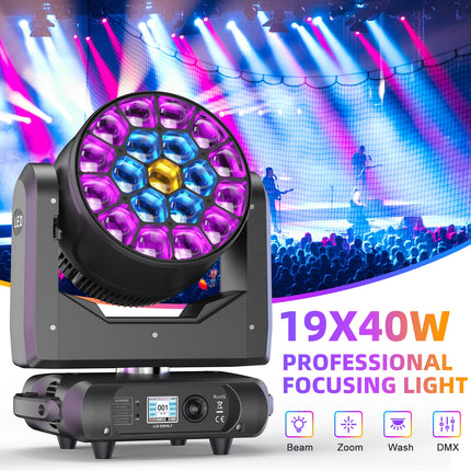 Professional 9x40W RGBW Moving Head Wash Light with Motorized Zoom, 22/36CH DMX512 & RDM Support