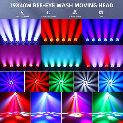 Professional 9x40W RGBW Moving Head Wash Light with Motorized Zoom, 22/36CH DMX512 & RDM Support