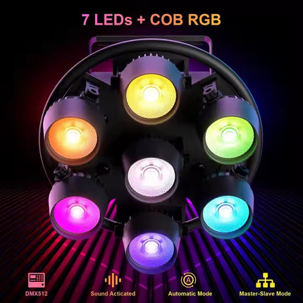 350W RGB COB LED Par Stage Light 7x50W DMX512 Control Sound Active Master Slave