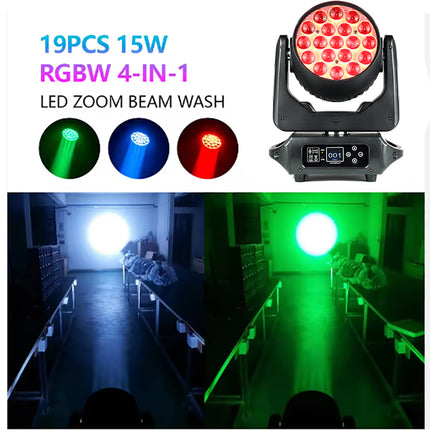 Professional RGBW LED Moving Wash Fixture with Motorized Zoom & Focus – Black