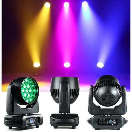 Professional RGBW LED Moving Wash Fixture with Motorized Zoom & Focus – Black