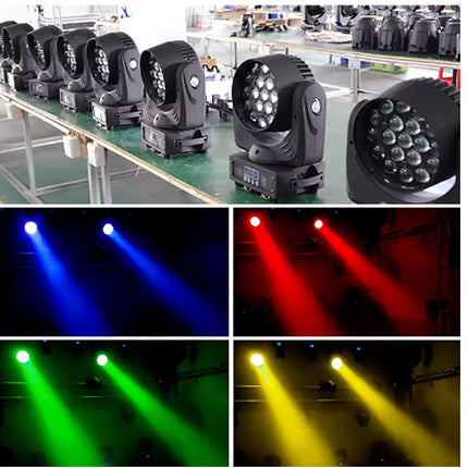 Professional RGBW LED Moving Wash Fixture with Motorized Zoom & Focus – Black