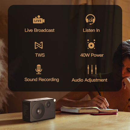 40W Wireless Sound Speaker with Carry Strap, IPX5 Water Resistant, Long Battery Life