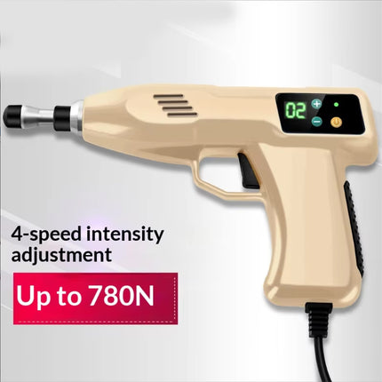 Portable Electric Percussion Massage Gun with Adjustable Force & Interchangeable Heads – Gold