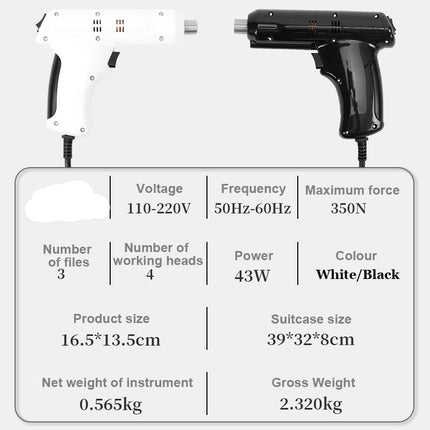 Portable Electric Massage Gun 350N Force 3 Speed Levels 4 Interchangeable Heads Black