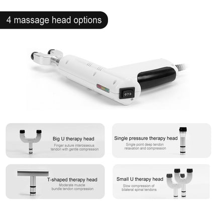 Portable Electric Muscle Massager 4 Interchangeable Heads 3 Speed Settings White