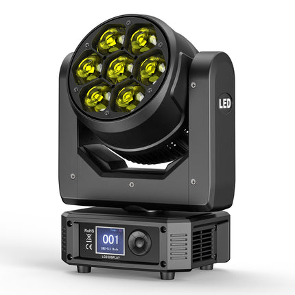 300W Moving Head Stage Light 7x25W RGBW LED Zoom Beam Wash DJ DMX Sound Control Lighting