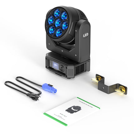 300W Moving Head Stage Light 7x25W RGBW LED Zoom Beam Wash DJ DMX Sound Control Lighting