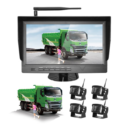 7" Digital Wireless Surveillance Display with Two Heavy-Duty Cameras and IR Night Mode – Black