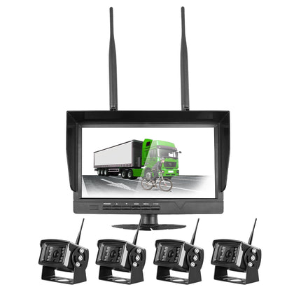 7" Digital Wireless Surveillance Display with Two Heavy-Duty Cameras and IR Night Mode – Black