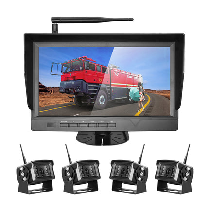 7" Digital Wireless Surveillance Display with Two Heavy-Duty Cameras and IR Night Mode – Black