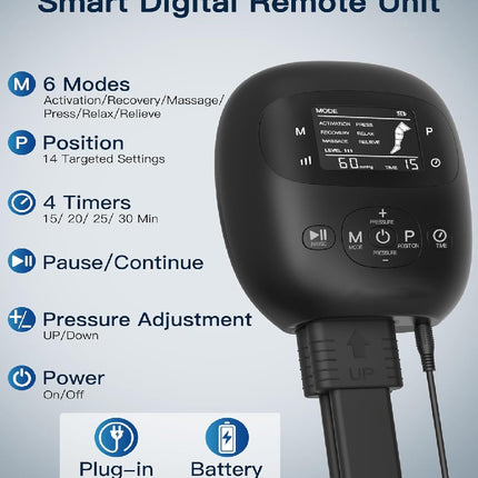 Rechargeable Leg and Foot Massager with Air Compression 6 Chamber LCD Display