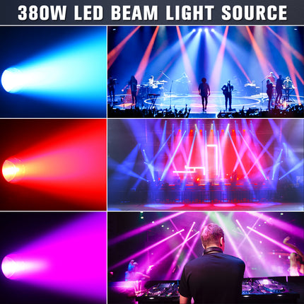 380W Professional Moving Head Beam Stage Light 14 Gobos Dual Prism Effects DMX DJ Event Lighting