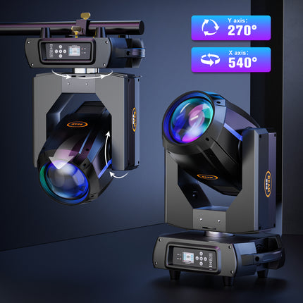 380W Professional Moving Head Beam Stage Light 14 Gobos Dual Prism Effects DMX DJ Event Lighting
