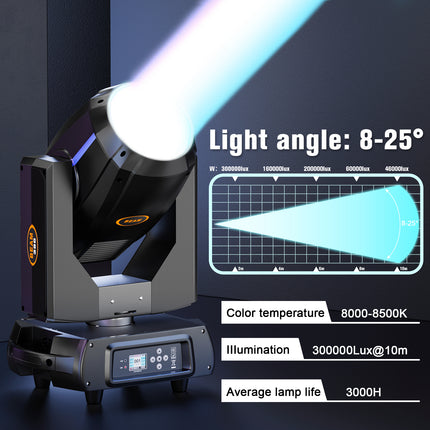 380W Professional Moving Head Beam Stage Light 14 Gobos Dual Prism Effects DMX DJ Event Lighting