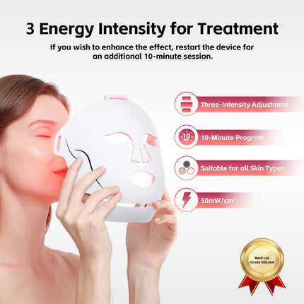 Silicone LED Facial Mask 400 Lights for Face Neck Red Relaxation