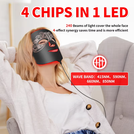 Cordless Silicone LED Light Relaxation Mask for Face and Neck Rechargeable Skin Care Device