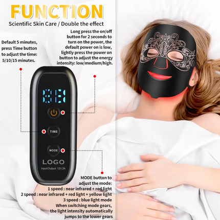 Cordless Silicone LED Light Relaxation Mask for Face and Neck Rechargeable Skin Care Device