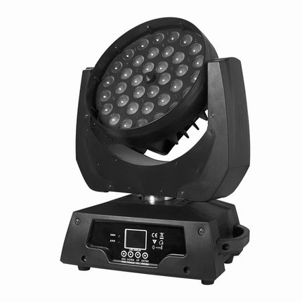 High-Power RGBW Moving Head Wash Fixture 36x10W with Variable Zoom – Black