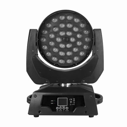 High-Power RGBW Moving Head Wash Fixture 36x10W with Variable Zoom – Black
