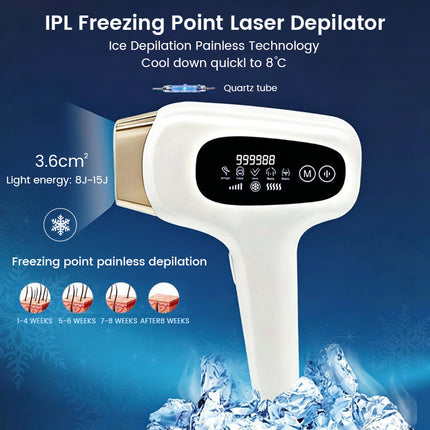 Plug-In IPL Hair Removal System 990K Flashes with Quartz Lamp & 5-Level Control