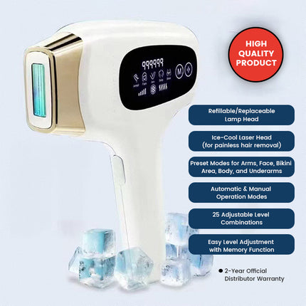Plug-In IPL Hair Removal System 990K Flashes with Quartz Lamp & 5-Level Control