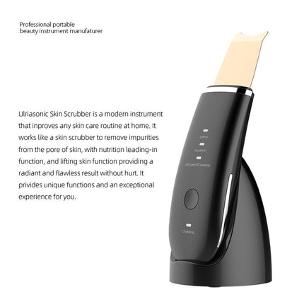 Portable Cordless Ultrasonic Face Spatula Skin Scrubber with EMS & Ion Technology