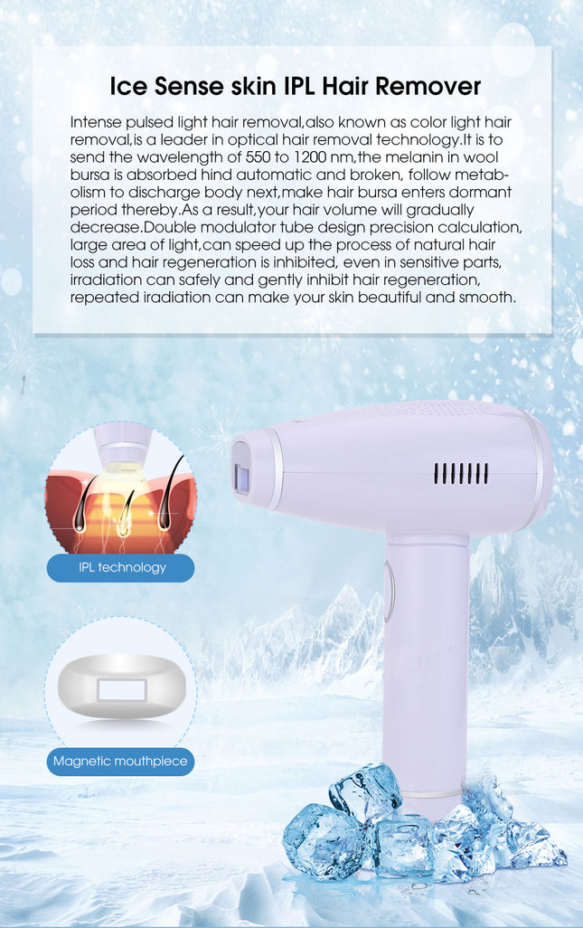 Advanced IPL Hair Reduction Device with Ice Comfort System & Multiple Energy Levels
