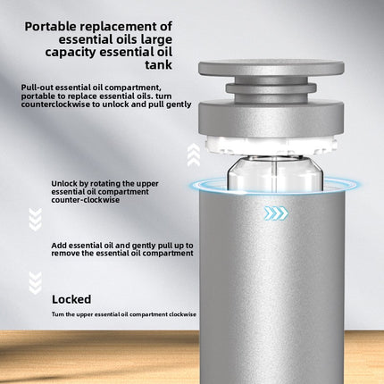 Compact 120ml Ultrasonic Oil Diffuser Aluminum Alloy Body Remote Control Adjustable Fragrance Output