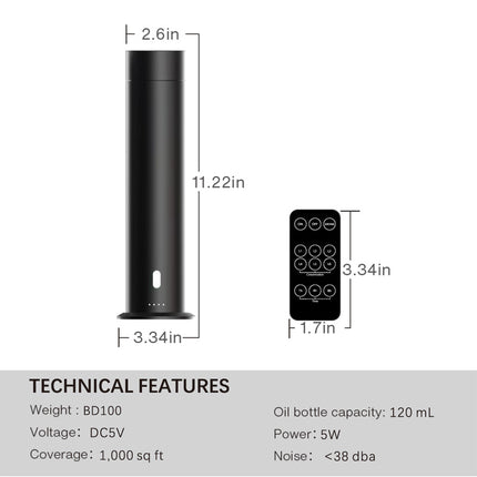 Smart 120ml Oil Diffuser Portable 10W Quiet Operation with Remote Control